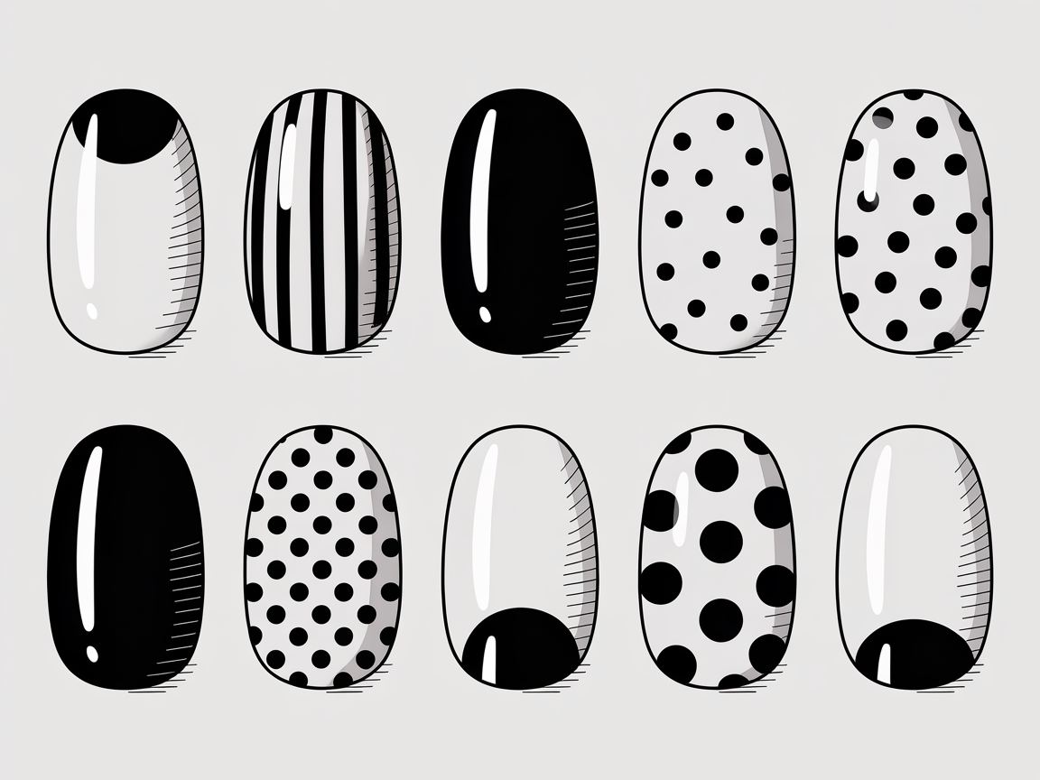 Illustration for: Beginner-friendly black and white nail designs