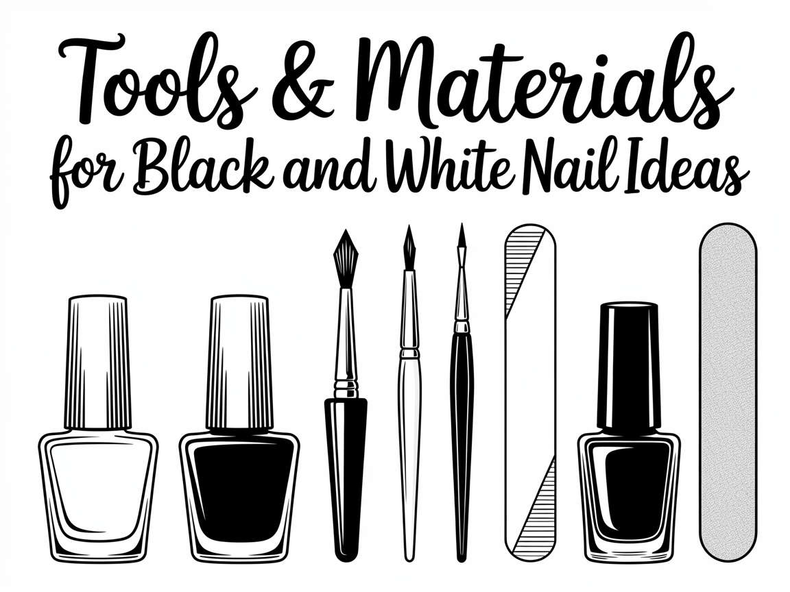 Illustration for: Tools & Materials for Black and White Nail Ideas