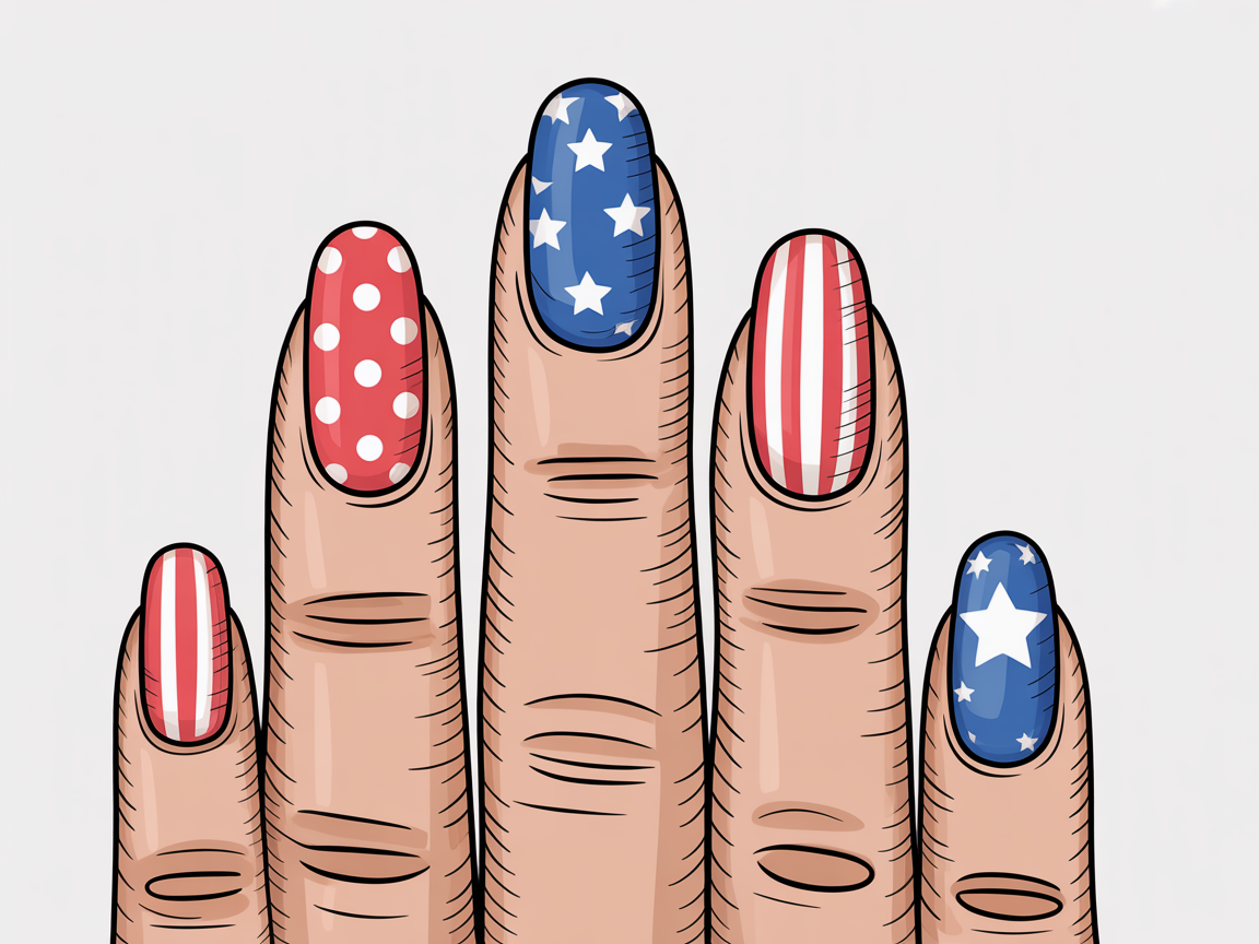 Illustration for: Beginner Fourth Of July Nail Ideas