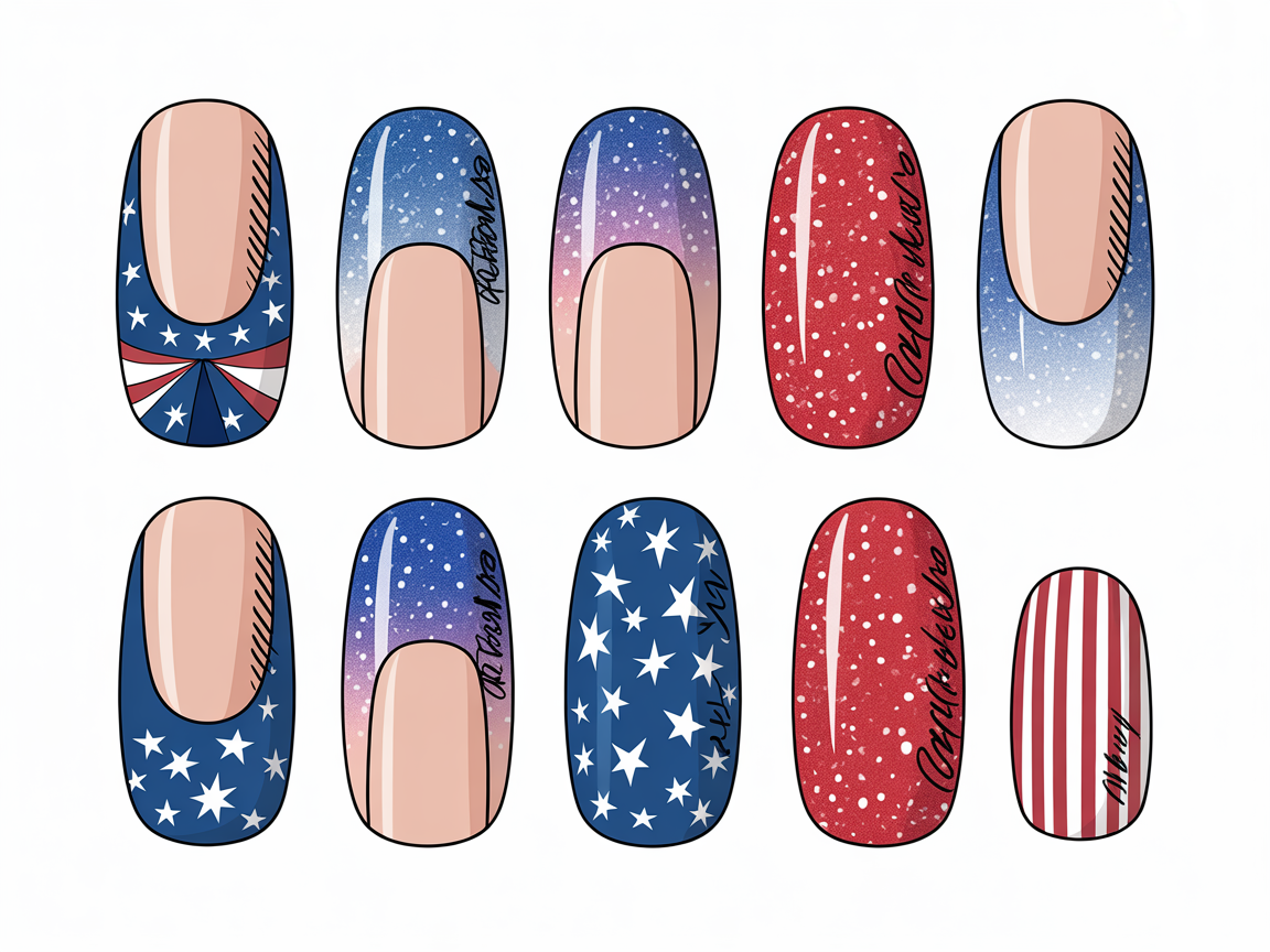 Illustration for: Intermediate Fourth Of July Nail Designs