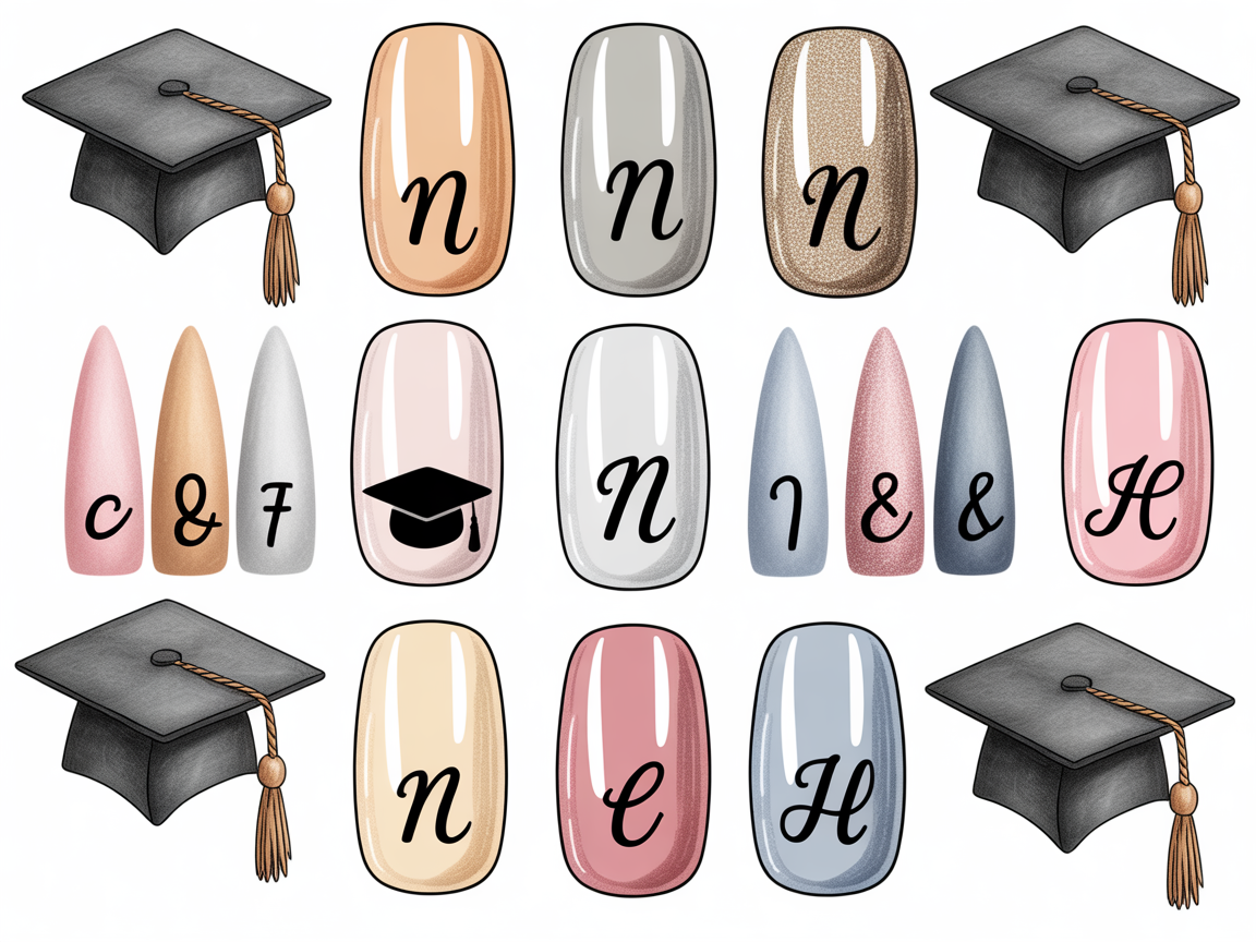 Illustration for: Nail art designs that match caps and gowns