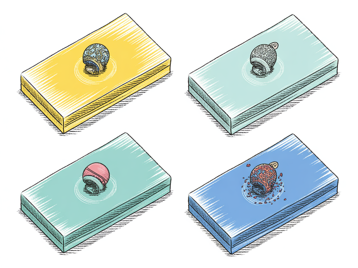 Technique sketches: gradients and negative space on light blue bases