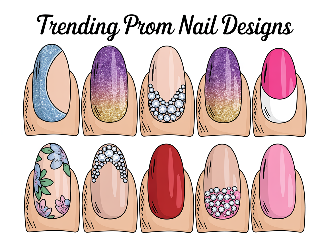 Illustration for: Trending Prom Nail Designs