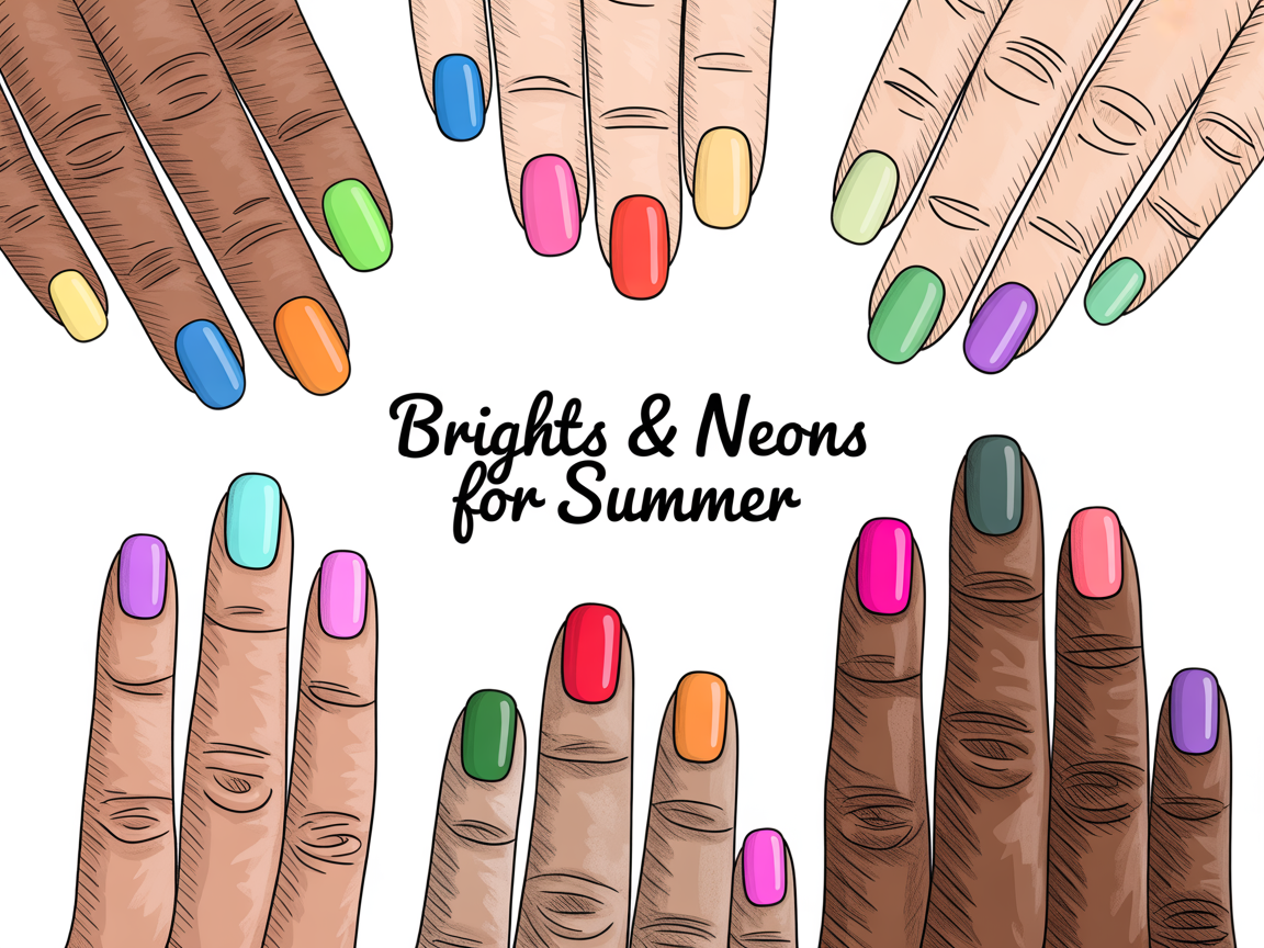 Bright neon swatches and nails