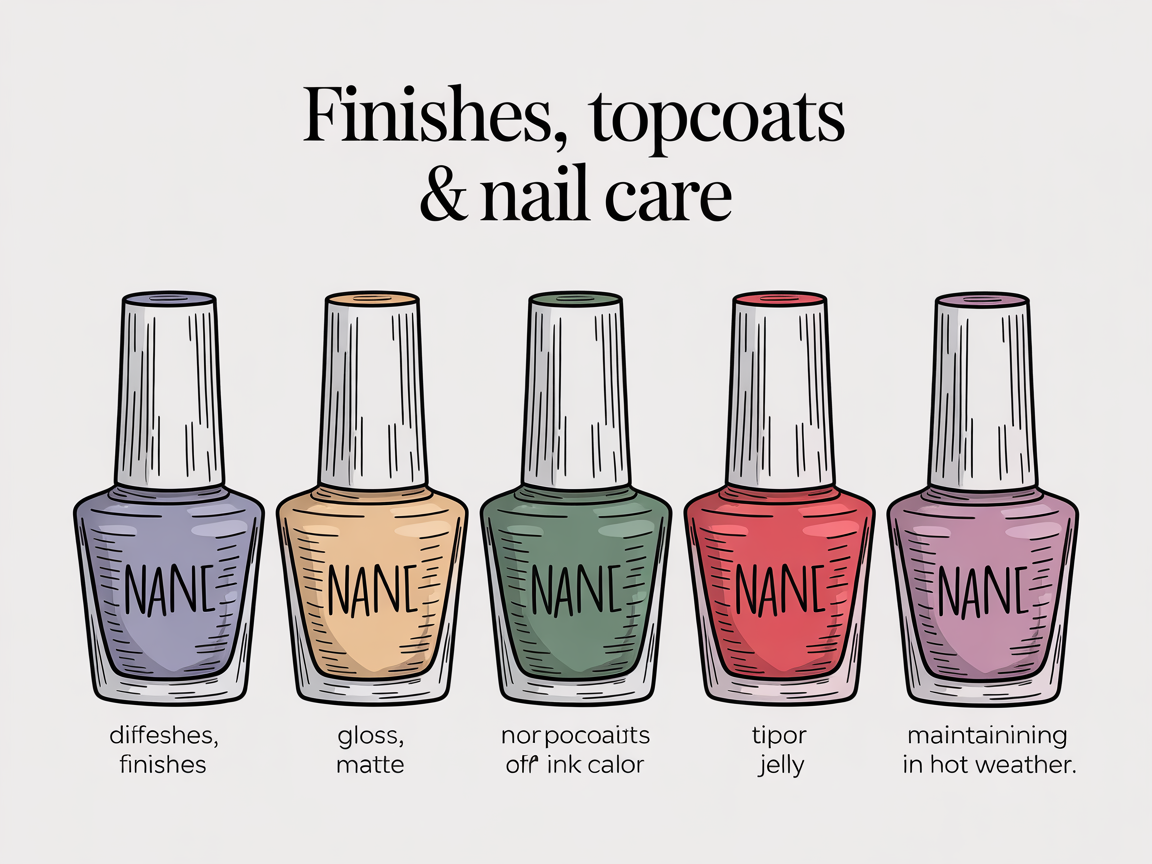 Topcoats, matte vs glossy finishes, and nail care illustration