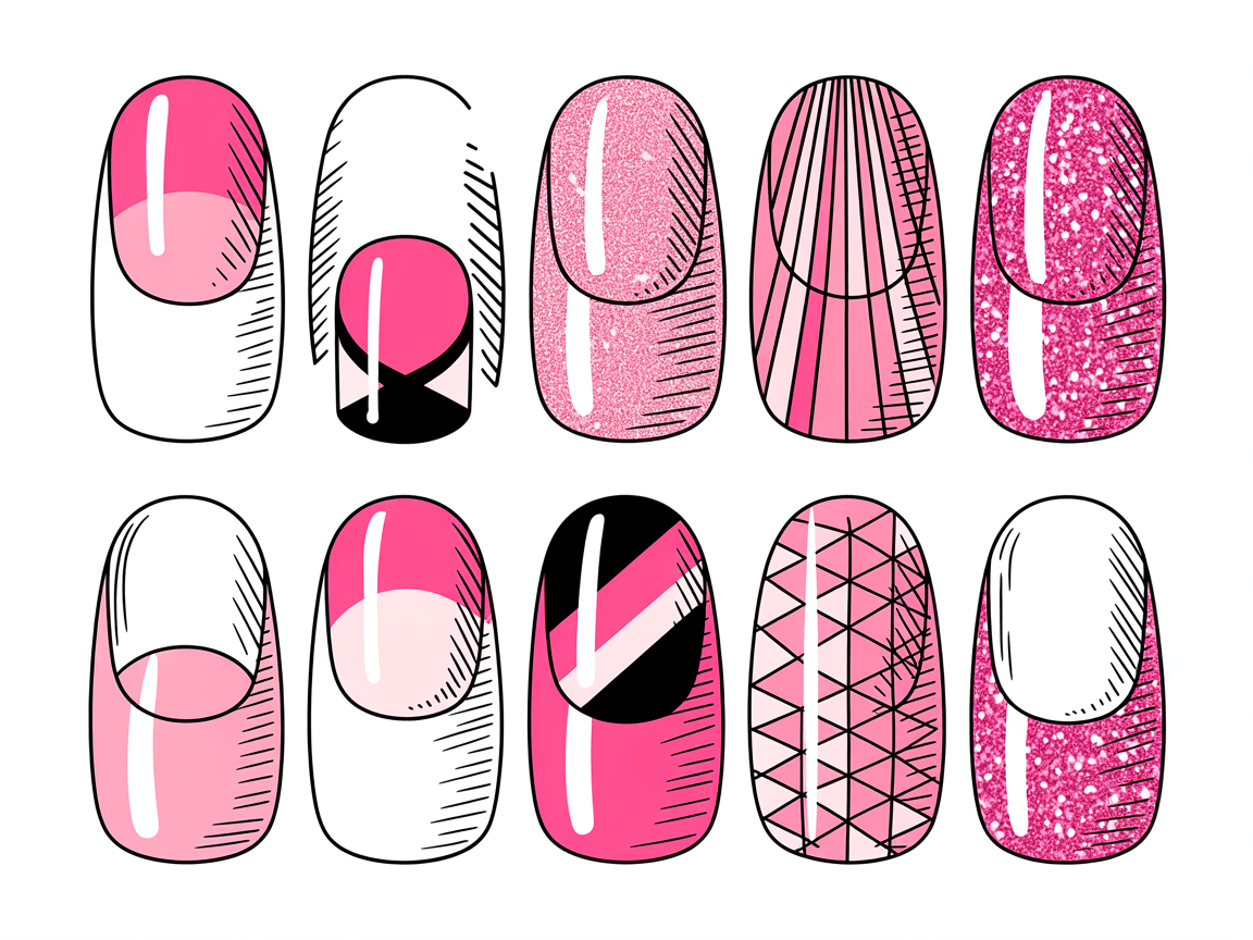 Illustration for: Hot Pink Nail Art Trends