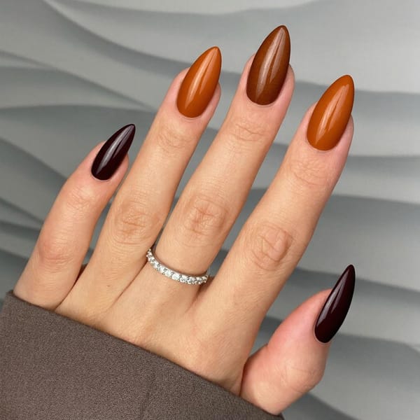 I'm thinking a long almond ombre from burnt orange to dark brown for the perfect fall transition.