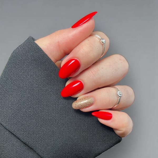 Festive seasonal manicure with decorative details