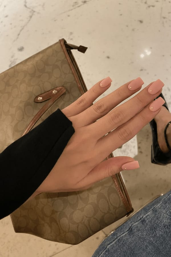 Soft peach matte finish with tiny gold dot accents